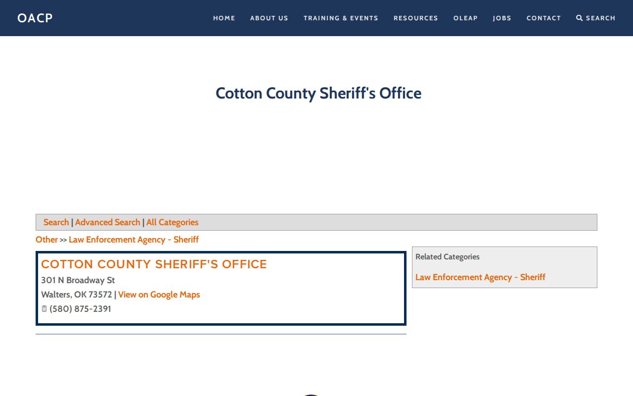 Cotton County 72-hour release list sheriff contact source