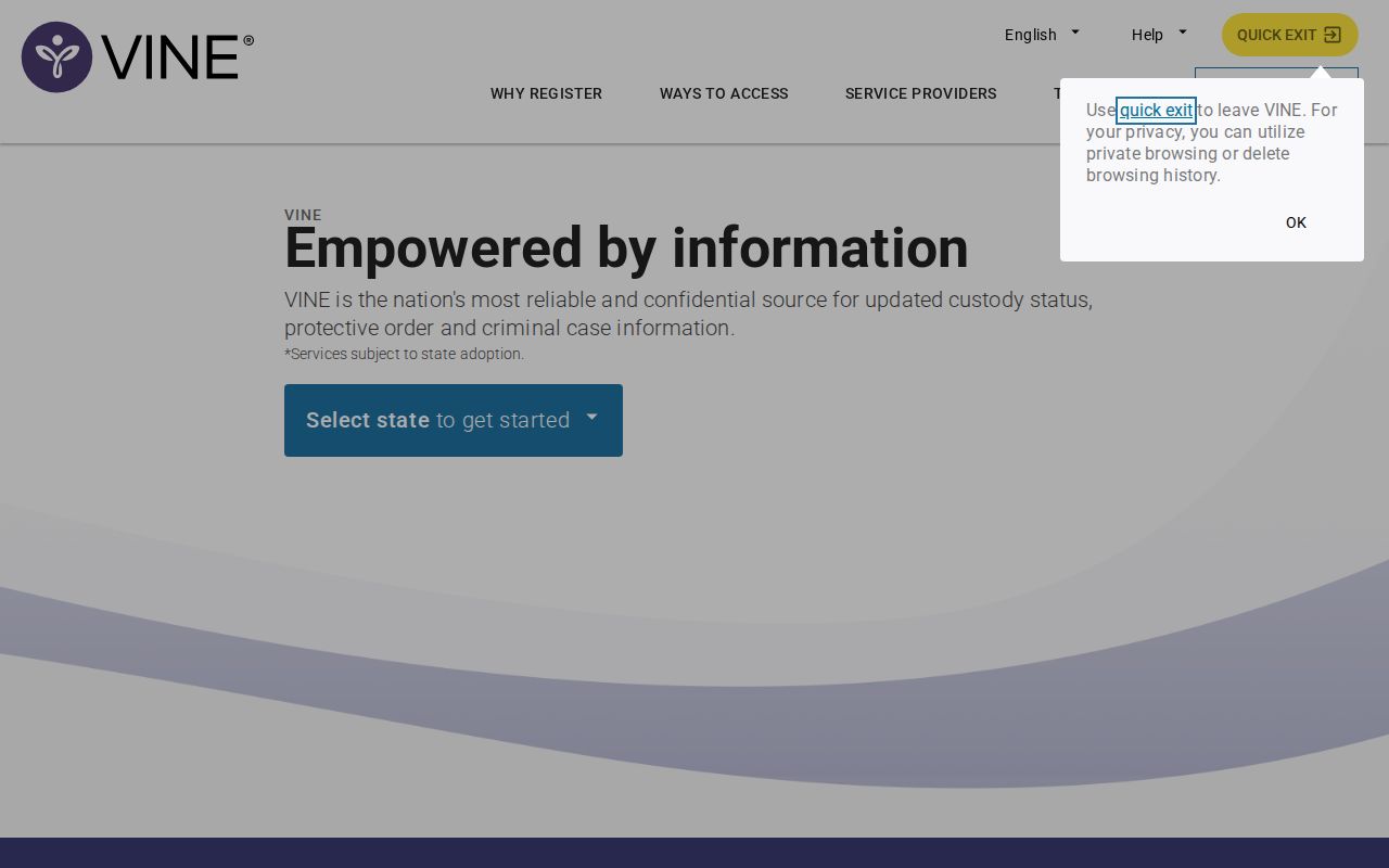 Cotton County VINE inmate check on the official VINELink search portal